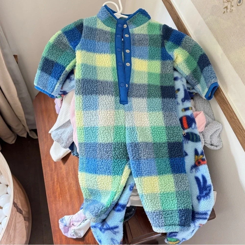 Old Navy Cozy Printed Sherpa Snap Button Onesie